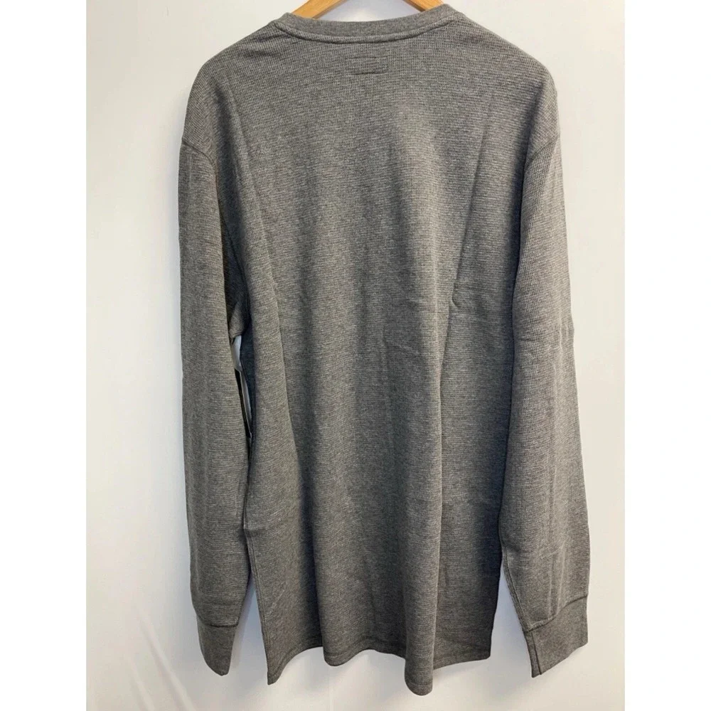 Polo RALPH LAUREN Mens Big Pony Logo Thermal Waffle Knit Shirt Big Tall 1XT Grey